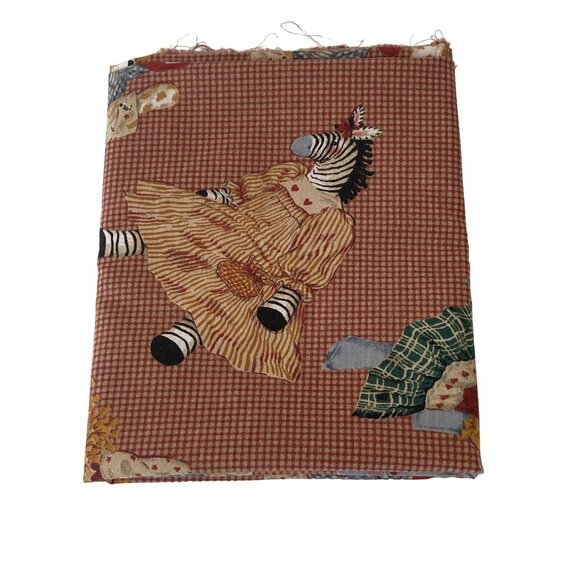 DAISY KINGDOM 1998 Vintage Fabric Toy Chest Allover Animals Checks Quilting Sew - Picture 2 of 7